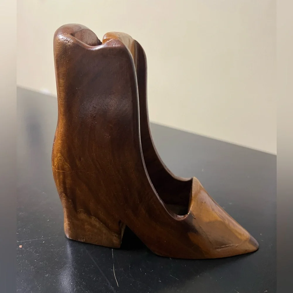 Stylish Wooden Boot Phone and Pen Holder
